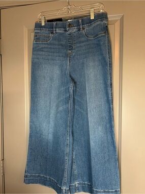 SPANX Wide-Leg Cropped Jeans Large Petite Denim